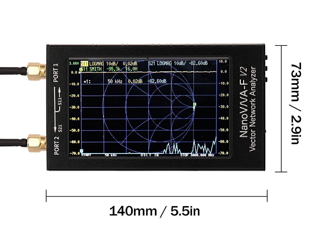 4,3"50 kHz-3 GHz NanoVNA-F V2 VNA 3G-Vektor-Netzwerkantennenanalysator UHF HF V 