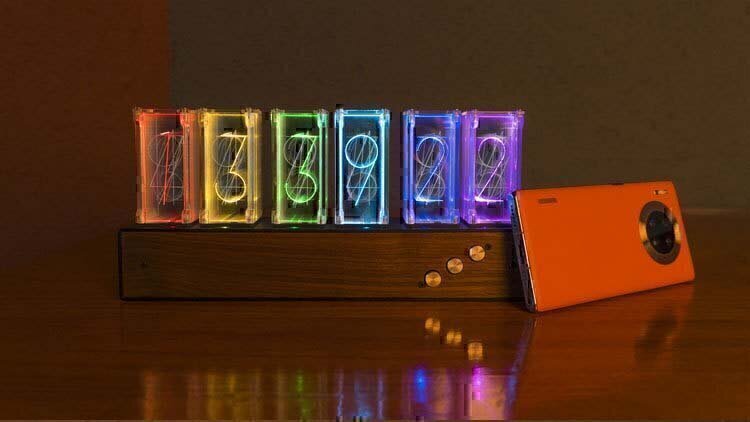 Colorful Nixie Tube Clock LED Desk Clock Modern USB Powered Glow Tube,  Color 