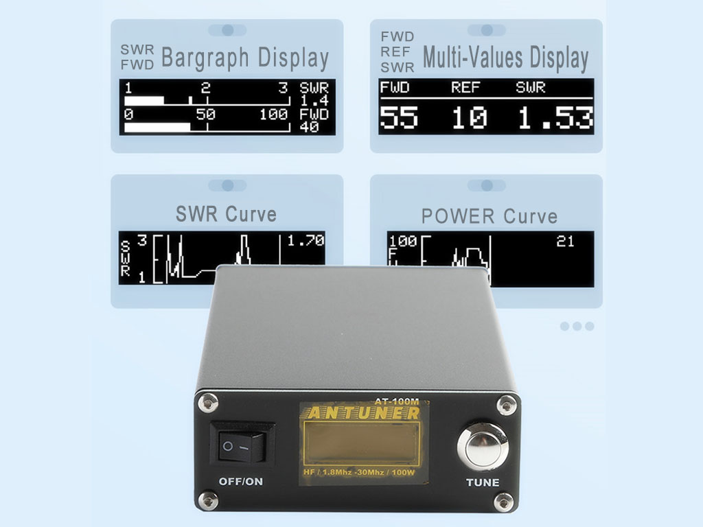 an antenna tuner with Power and SWR meter and OLED display