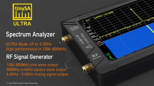 tinySA Ultra combining a spectrum analyzer and a rf signal generator together