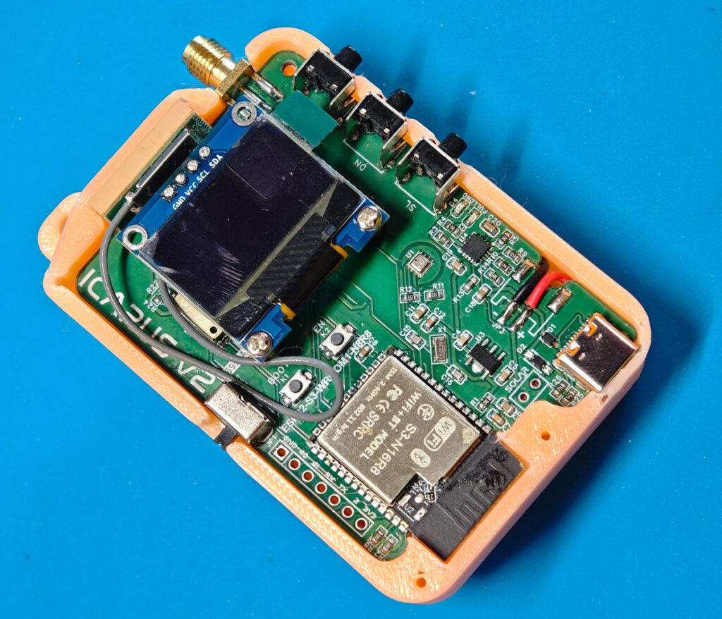3D printed housing for the custom ESP32‑S3 Meshtastic node inner view