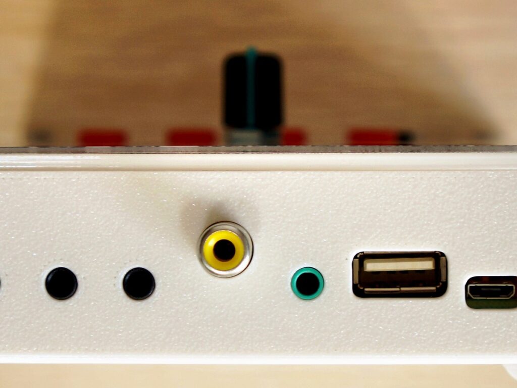 Funtronics FK-11 K3NG CW keyer connector side with audio, USB host, and USB-C ports