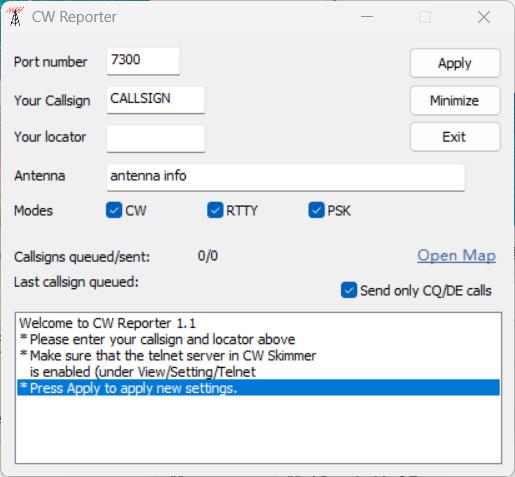 cw reporter setup