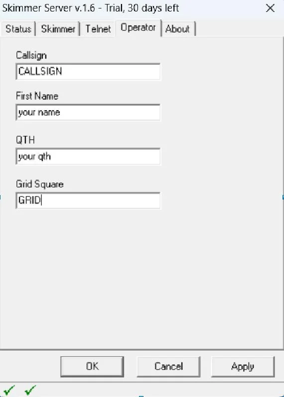 cw skimmer server callsign qth grid locator