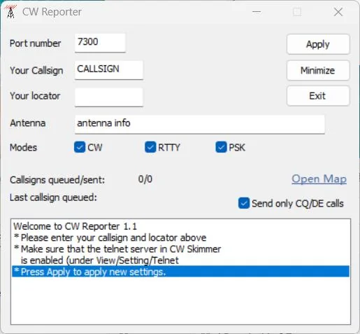 cw reporter setup