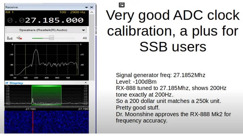 RX888 MK2 test from a technical view, calibrated ADC clock