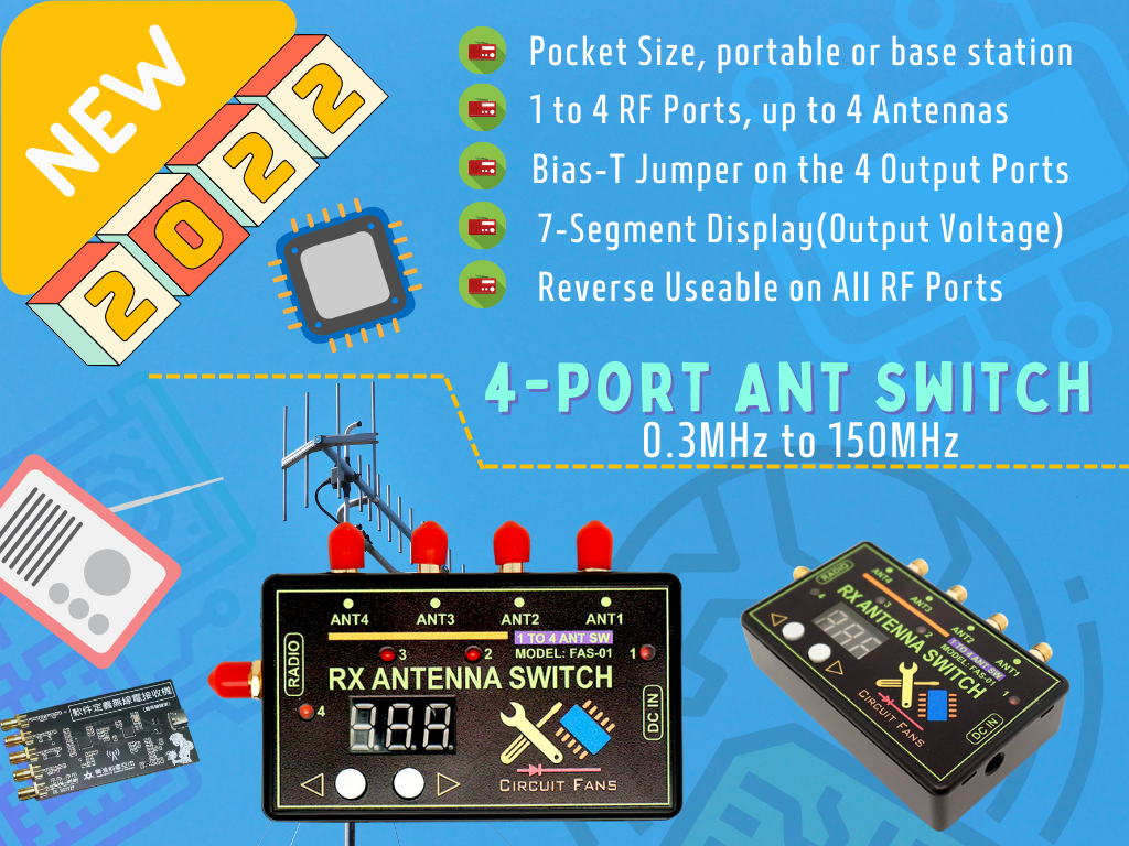 4 to 1 position Antenna Switch for SDR Receivers