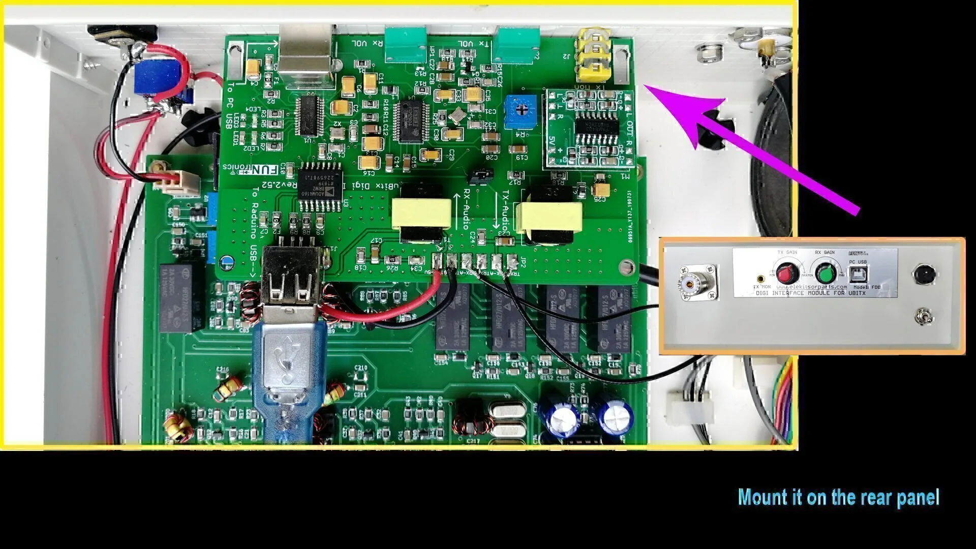 uBitx digi interface rear mounting