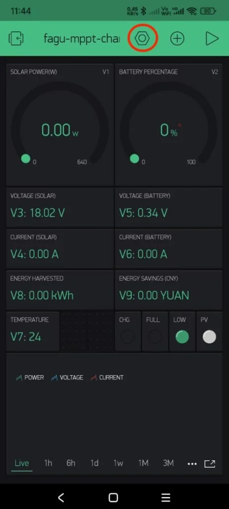 esp32 mppt controller blynk project setting